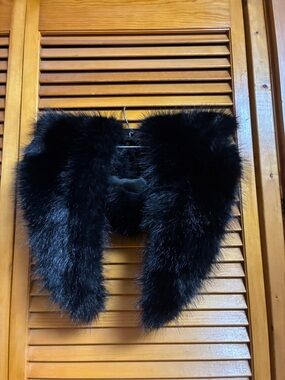 Black Faux Fur Shawl Collar Wrap